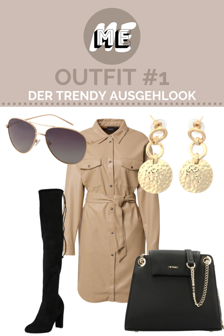 Collage für Damen Sandalen mit schwarzen Pullover, Keilsandalen, Handtasche, Sonnenbrille und einem Plisseerock mit Animal-Print.